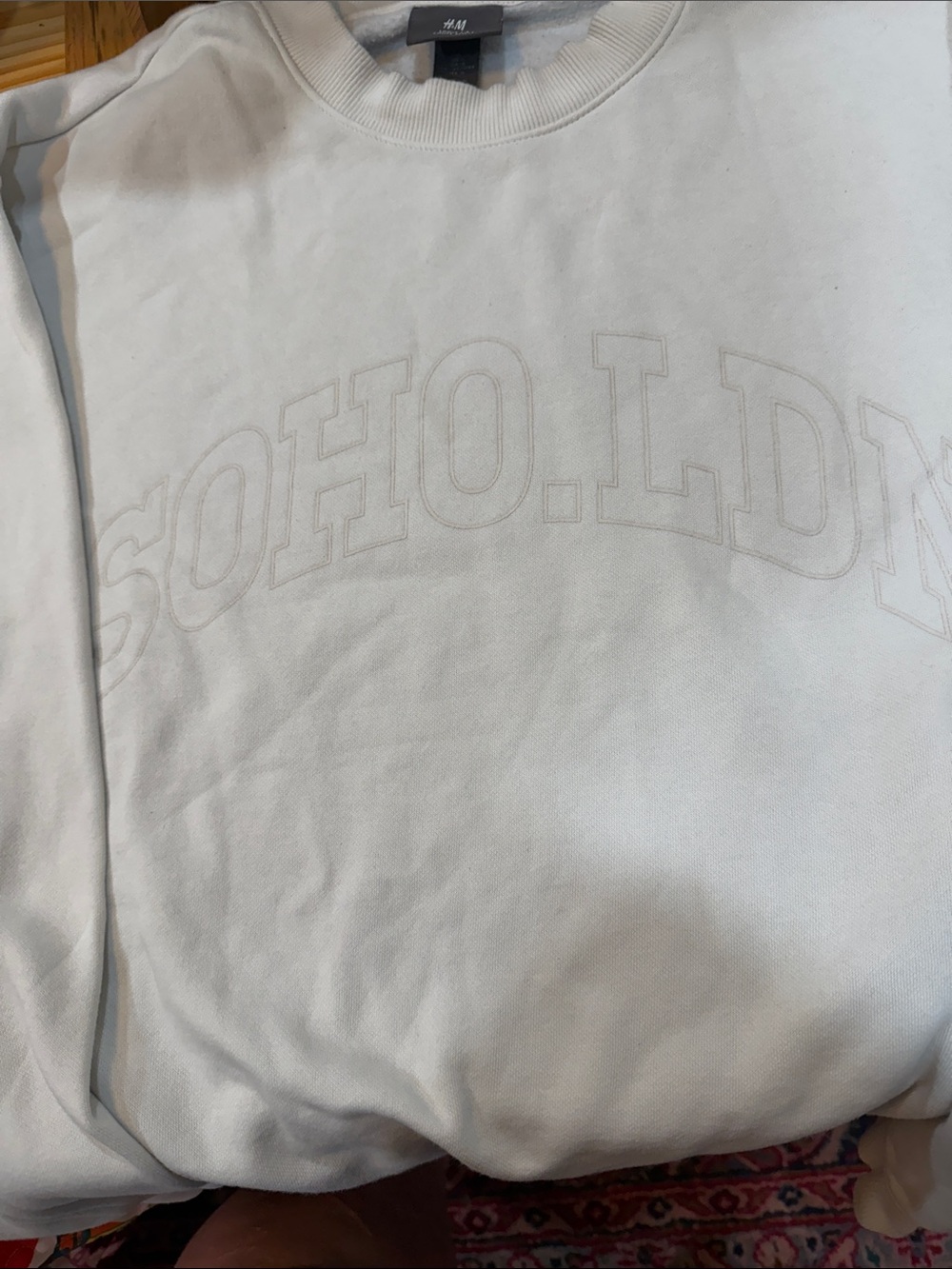 H&M Cream SOHO.LDN Embroidered Sweat Throw